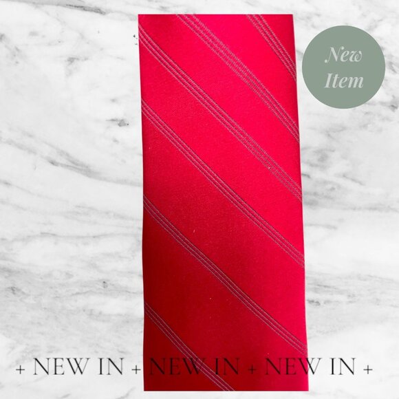 Oscar De La Renta Red Striped Silk Tie Mens Classic Formal Accessory 58" Long - Picture 11 of 14